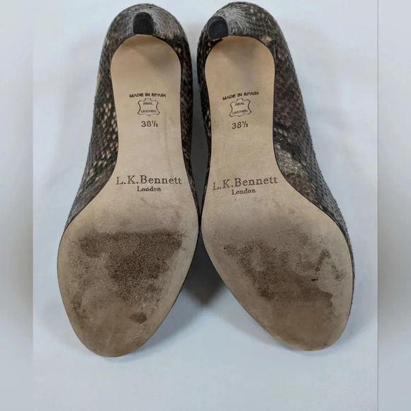L.K. Bennett women's leather snake print heels , size 38-1/2 - Picture 9 of 9